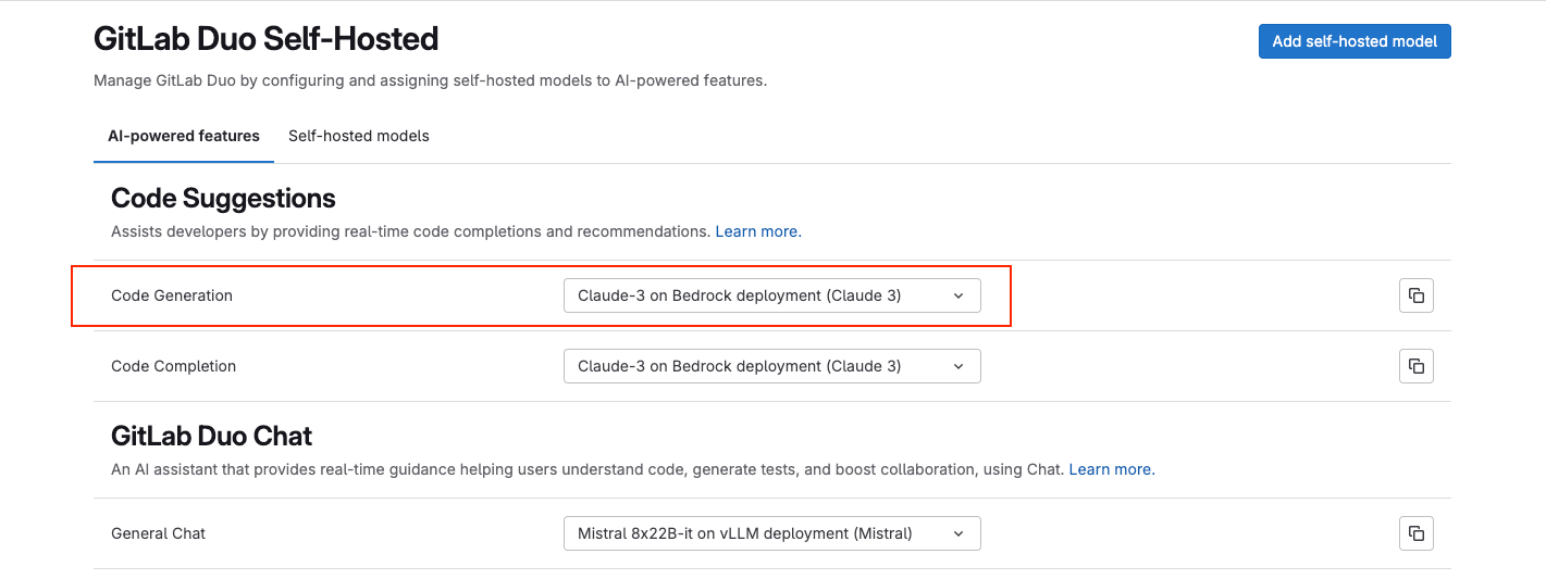 GitLab Duo Self-Hosted Feature Configuration